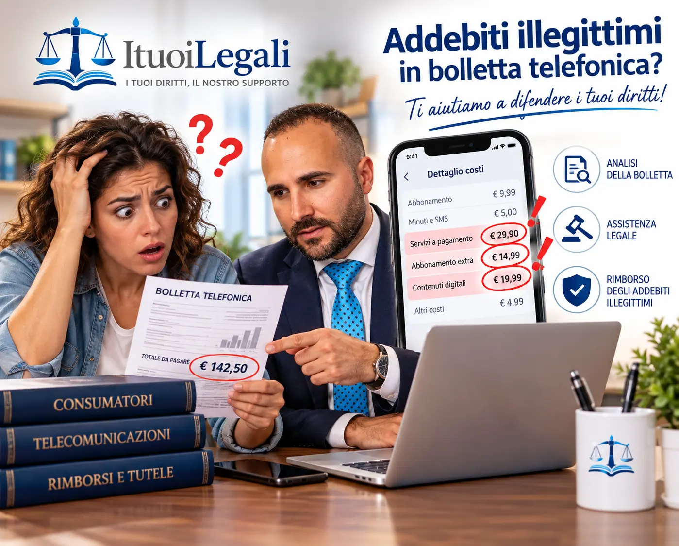 Addebiti illegittimi in bolletta telefonica
